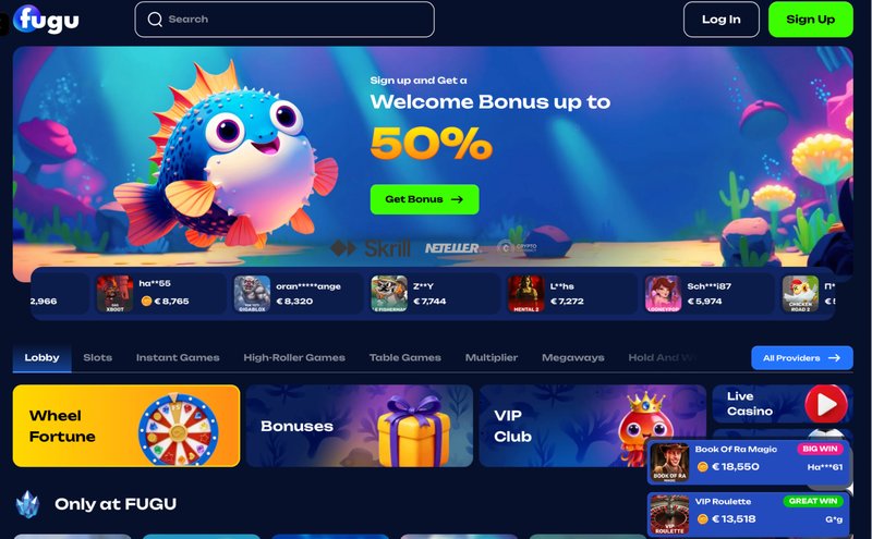 Lee más sobre el artículo Willkommen im Fugu Casino – Online-Spielothek mit grossem Glücksspiel-Angebot